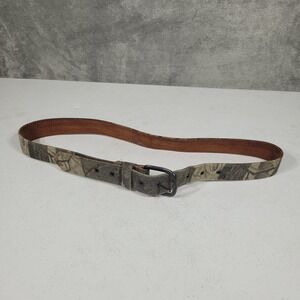 Realtree Belt Mens Size 38 Camo Canvas Leather Lined Outdoor Casual Grommet